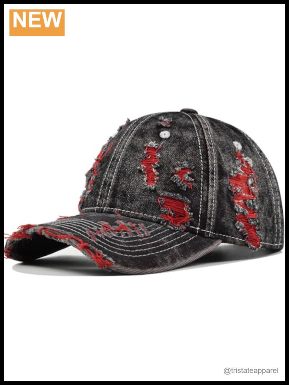 Distressed Washed Denim Baseball Cap Ripped Strapback Sun Hat Adjustable